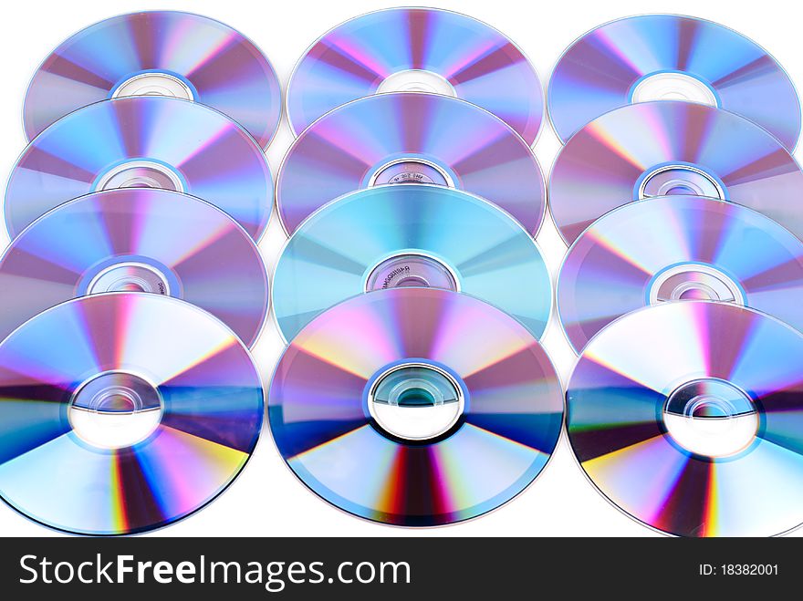 Set of compact disks. Studio shot. Set of compact disks. Studio shot.