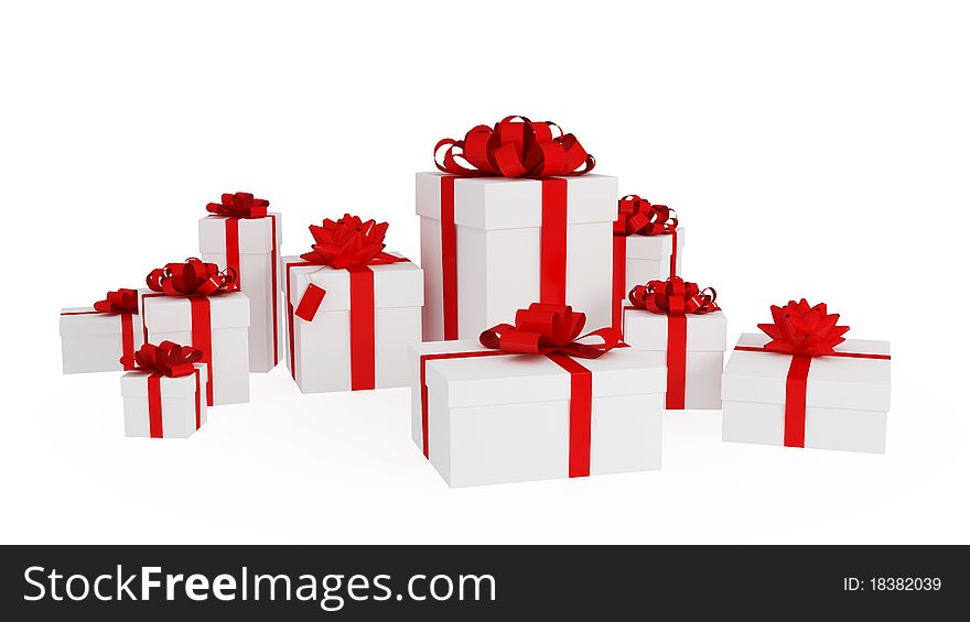 Gift boxes isolated on white background.