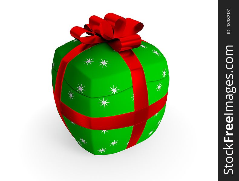 Inflated gift concept. Isolated on white background.