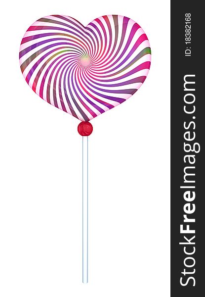 Lolipop Shape Of Heart With Hypnotic Drawing.