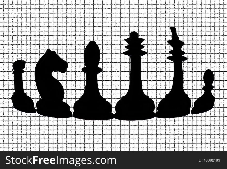 Black chess on plaid background