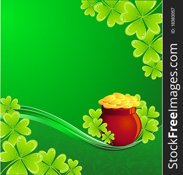 The illustration contains the image of St. Patrick's background