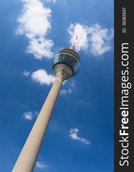Rheinturm tower Dusseldorf on a sky background. Germany