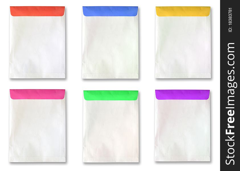 Old Color Document Envelopes Isolated