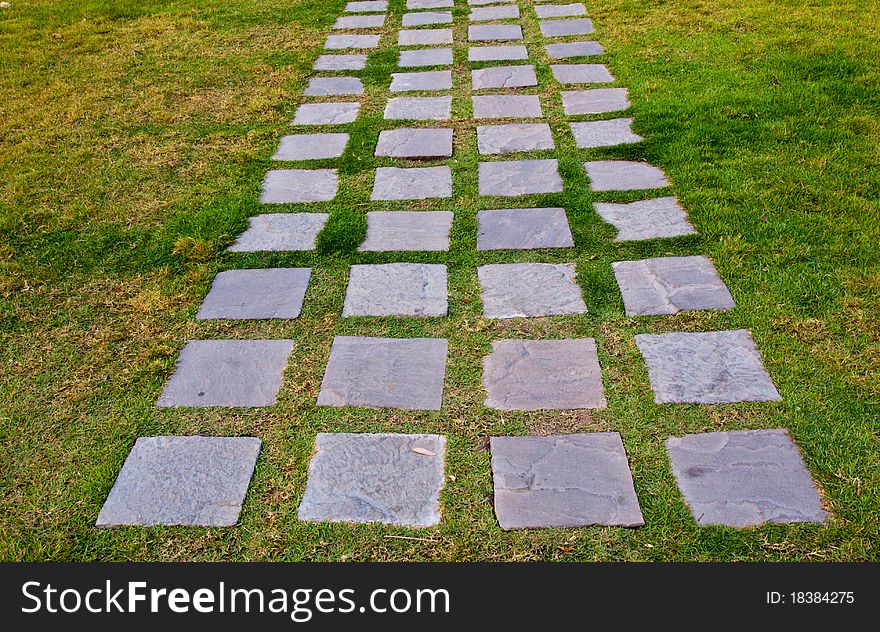 Clay walk path near the lake with green trees