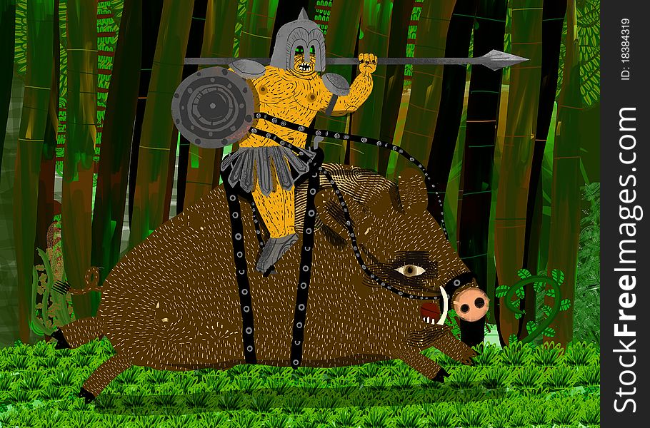 Ork Lancer Riding A War Boar
