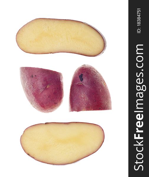 Baby Red Potato Slices Background on White.