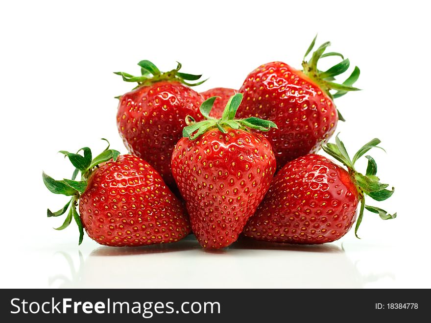 Fresh strawberries isolated on white background.