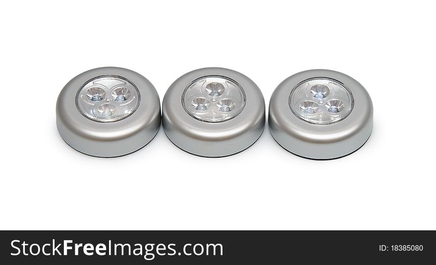 The three flashlights isolated on a white background. The three flashlights isolated on a white background