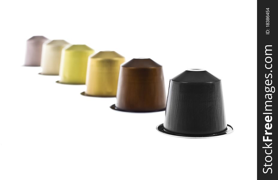 Coffee Capsules Line With Different Colors