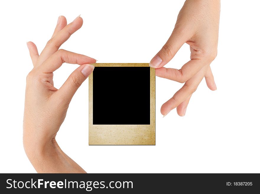 Isolated: card blank with hand on white backgroud. Isolated: card blank with hand on white backgroud