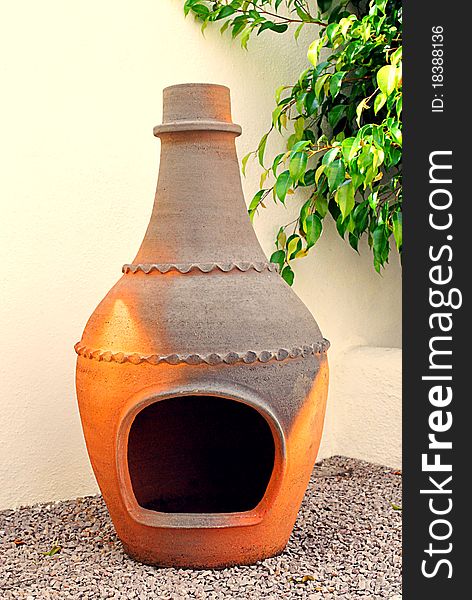 Image of a traditional mexican clay chimney. Image of a traditional mexican clay chimney