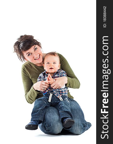 Little baby with mother. Studio shot. Little baby with mother. Studio shot.