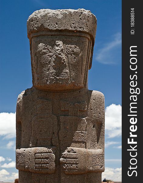 Picture taken at the ruins of the ancient town Tiwanaku in Bolivia close to the Titi Caca lake and Copacabana