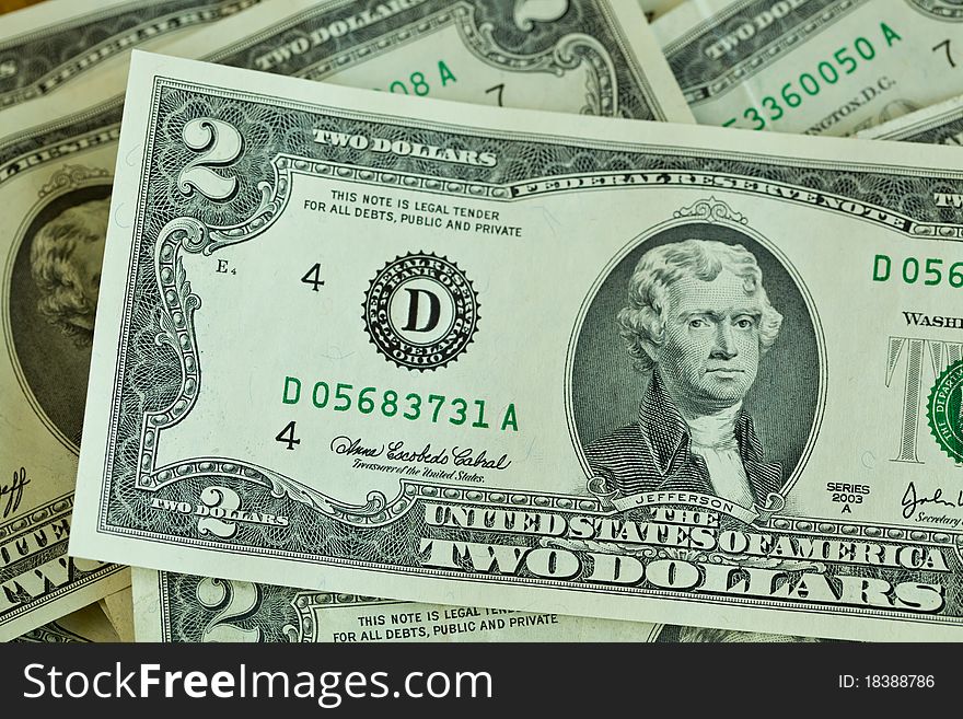 Stack Of United States $2 Bills