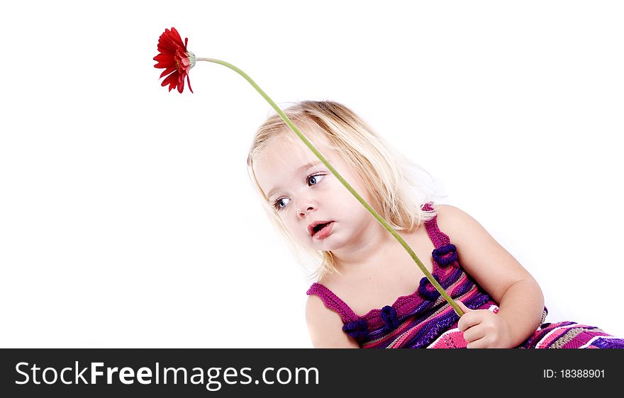 Young Girl With A Red Flower