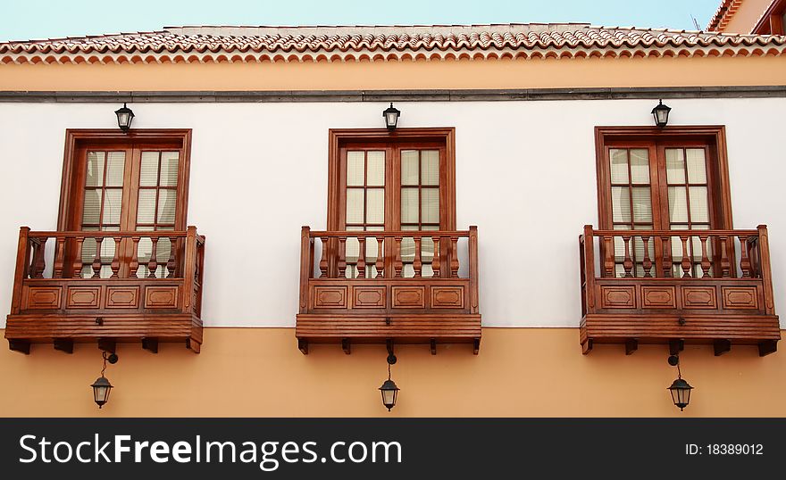 The Beauty fo the vulcanic Island La Palma, old House in Los Llanos with beautiful woodwork. The Beauty fo the vulcanic Island La Palma, old House in Los Llanos with beautiful woodwork