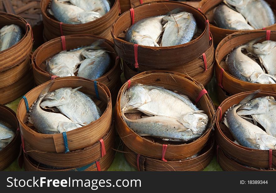 Group of mackerel in local fresh market,thailand