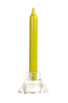Glass Candlestick With Green Candle Stock Image Glass Candlestick With Green Candle Stock Image
