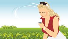 Woman With A Mobile Telephone. Spring Composition Royalty Free Stock Photo Woman With A Mobile Telephone. Spring Composition Royalty Free Stock Photo