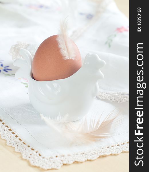 Easter Egg with a willow branch in eggcup