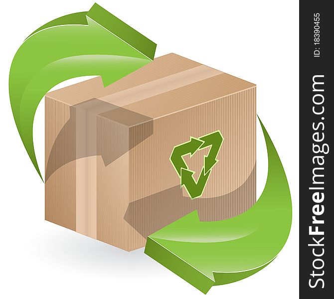 Illustration, three green arrows on close box. Illustration, three green arrows on close box