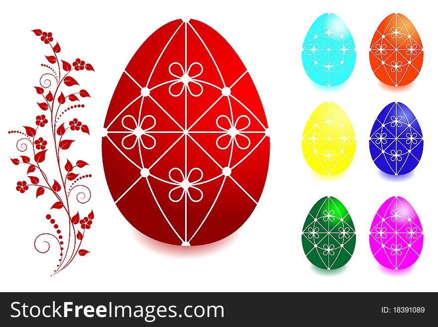 Set of Easter eggs with floral ornaments. Set of Easter eggs with floral ornaments.