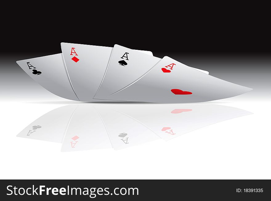 Four card aces  illustration. Poker concept. Four card aces  illustration. Poker concept