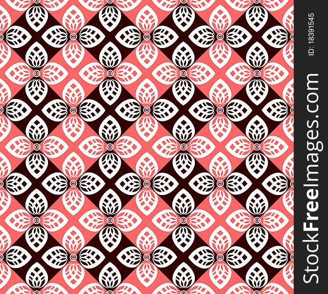 Seamless floral checked pattern. Vector illustration.