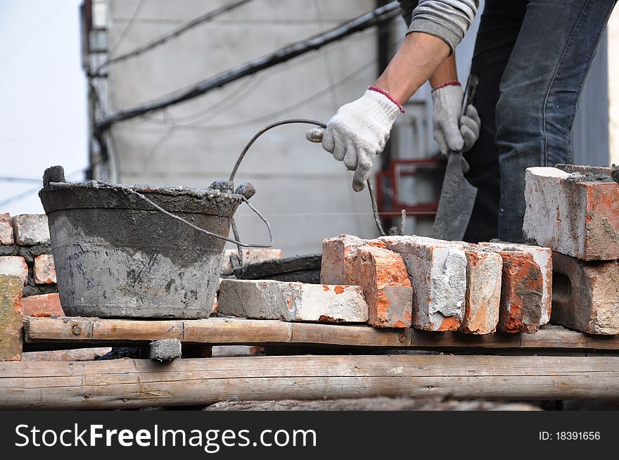 Construction site,Brick workers on site. Construction site,Brick workers on site