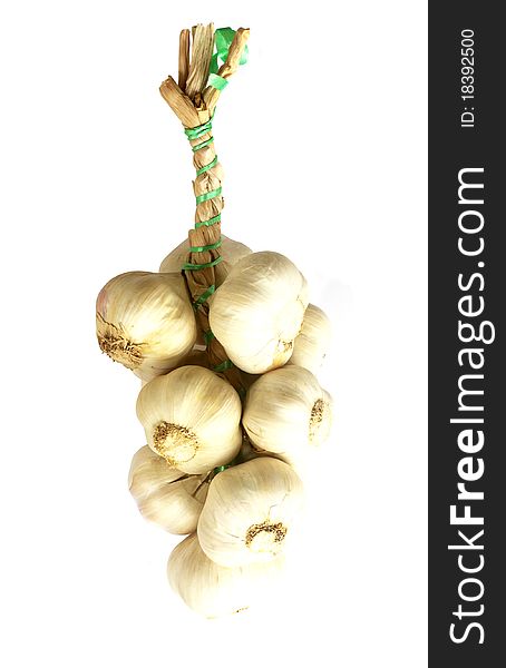 Bunch of garlics isolated on white background