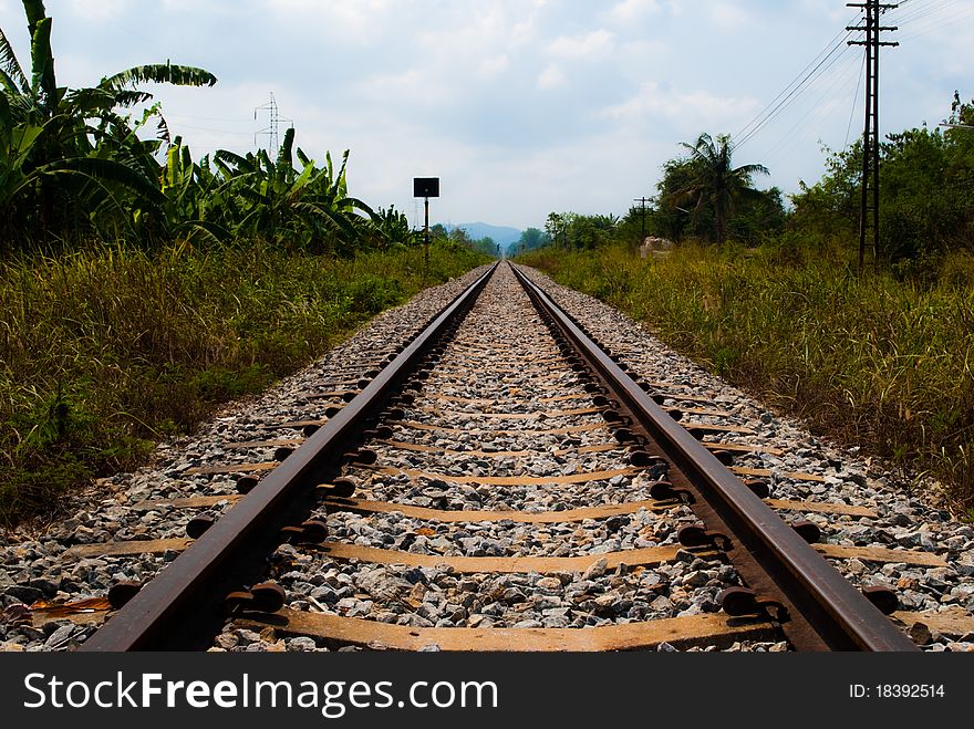 This railway is very long in Chonburi, Thailand. This railway is very long in Chonburi, Thailand.