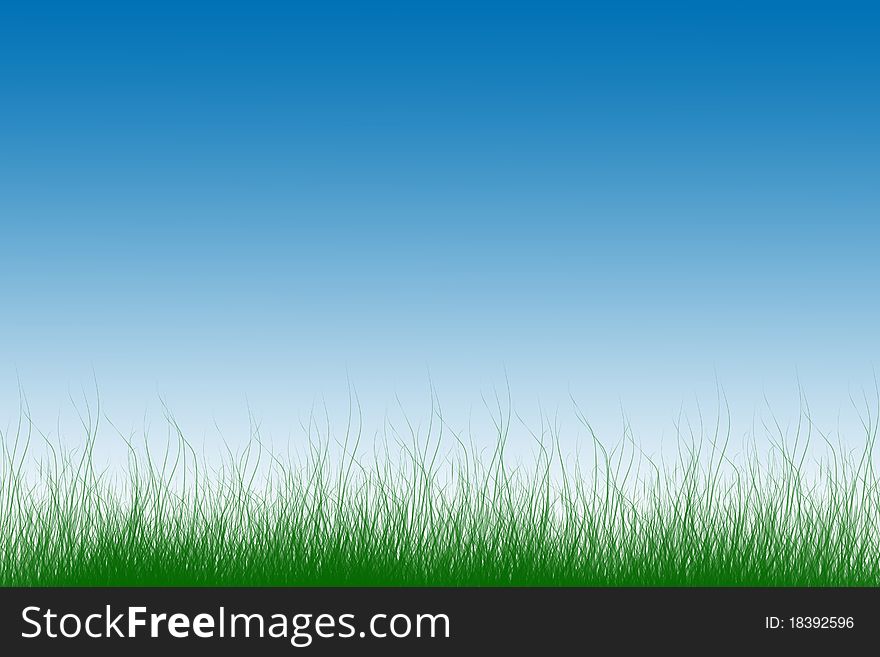 Abstract background of green grass and blue sky