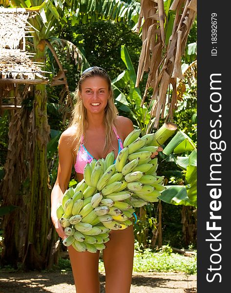 Bikini Girl with banana tree