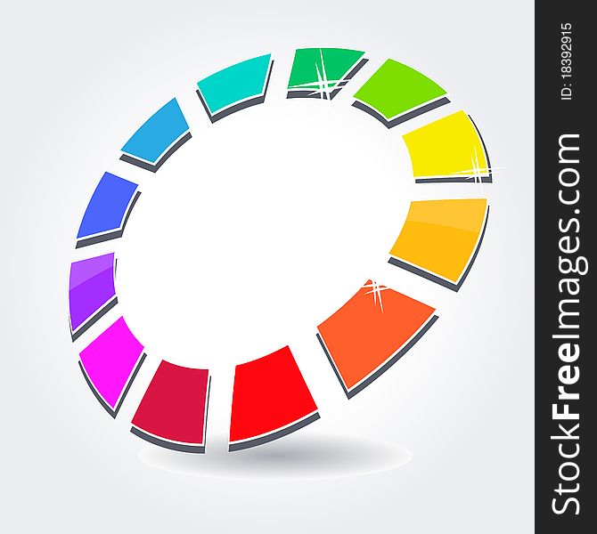 Abstract modern round symbol with many-colored details. Abstract modern round symbol with many-colored details