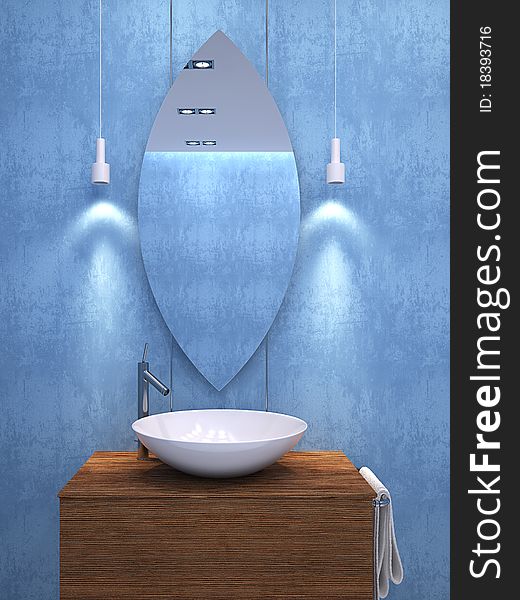 Modern blue bathroom. 3d render. Modern blue bathroom. 3d render.
