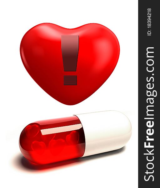 Capsule pill and heart