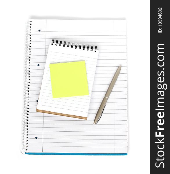 Notebook with notepad and sticky note