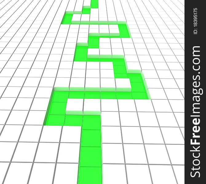 Green labyrinth path consisting of a square plate