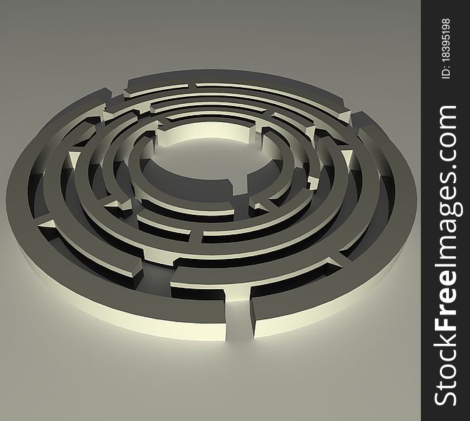 Circular maze. 3d computer modeling