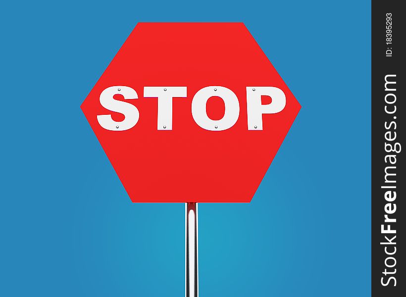 Stop traffic sign over blue background. Stop traffic sign over blue background