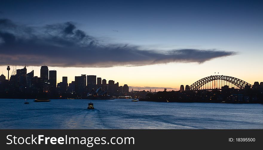 Sydney harbor bridge at sunset