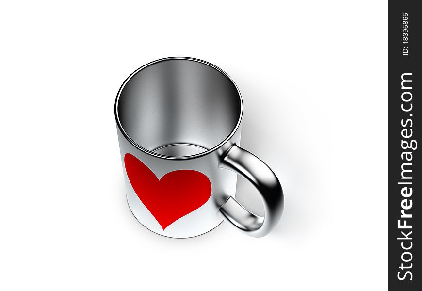 Metal cup with heart on it