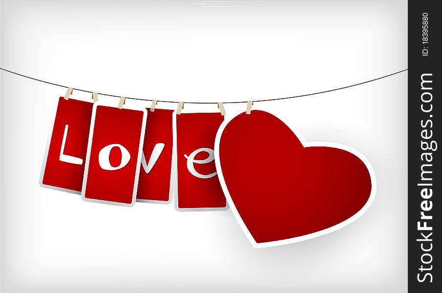 Valentine hanging labels. Vector art