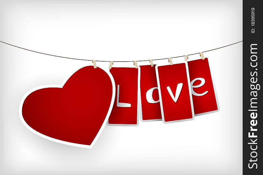 Valentine hanging labels. Vector art