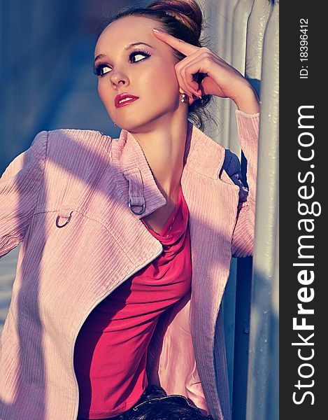 The Fashion Girl In A Pink Coat