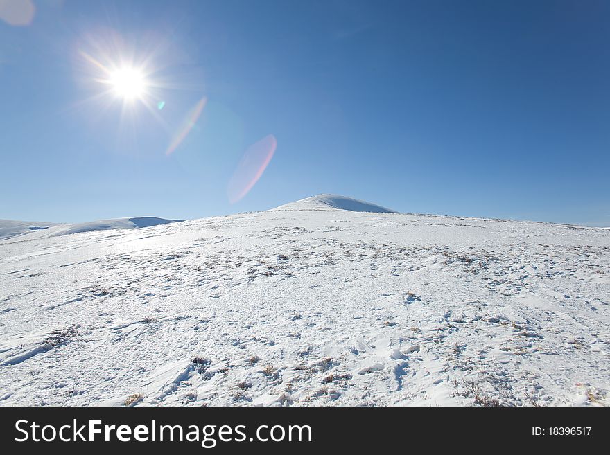 Mountains top, horizontal winter shot