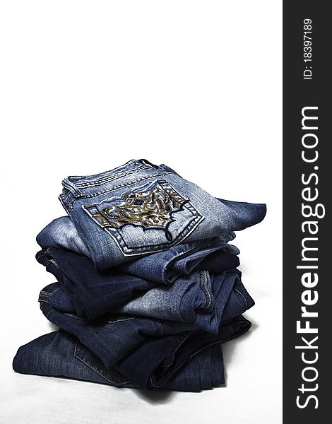 A stack of denims isolated