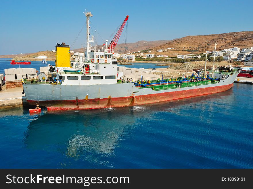 Aegean port with blue sky