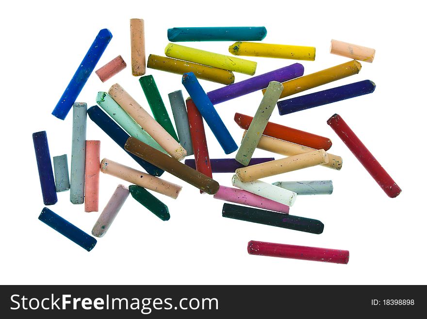 Mixed color of oil pastel sticks isolated on white background